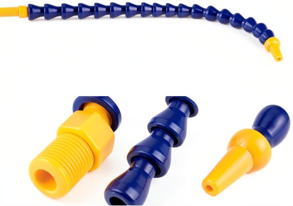 Flexible Coolant Pipe, 10Pcs Universal Spray Plastic Water Oil 1/8BSPT Thread Hose Flat/Round Nozzle for Lathe CNC with Valve 1/2" 0.6x11.8inch-5