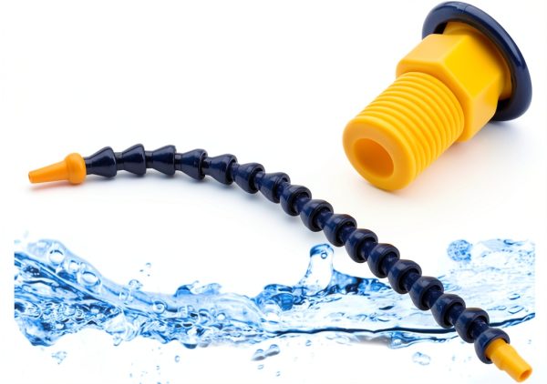 Flexible Coolant Pipe, 10Pcs Universal Spray Plastic Water Oil 1/8BSPT Thread Hose Flat/Round Nozzle for Lathe CNC with Valve 1/2" 0.6x11.8inch-3